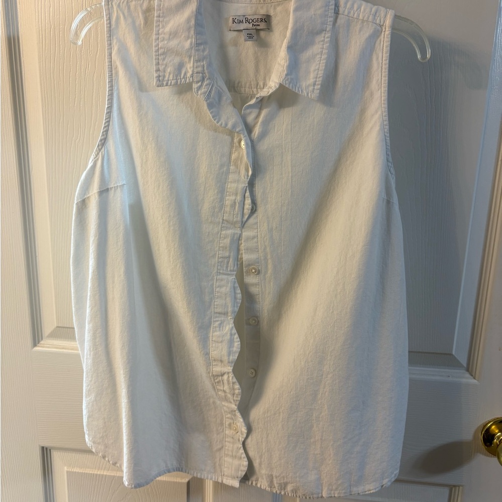 Kim Rogers Light Blue Sleeveless Button-Down Shirt
